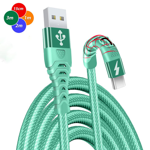 USB C Charger Cable Braided Fast Phone Charger Heavy-Duty Type C Charger Cable Long Lead 2m 3m - TradeNRG UK
